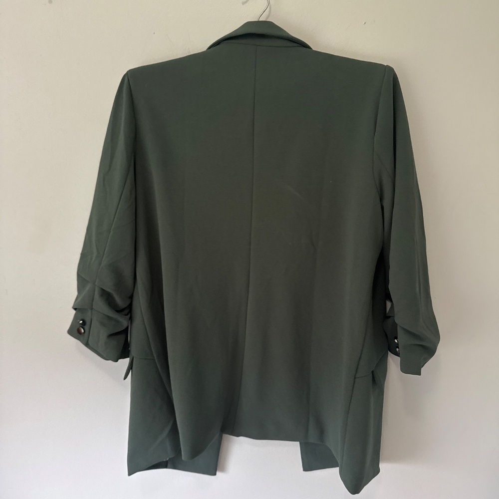 Skies Are Blue Dark Green Draped Sleeve Blazer - Picture 6 of 9